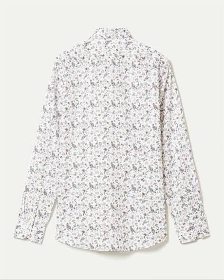 Chemise Habillée Blanche à Coupe Étroite avec Motif Floral