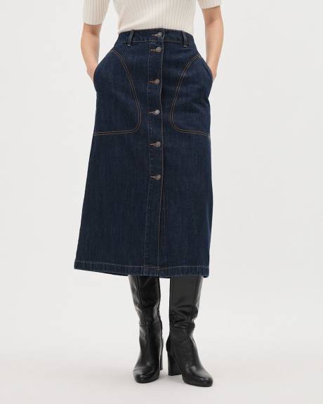 Denim High-Rise A-Line Skirt