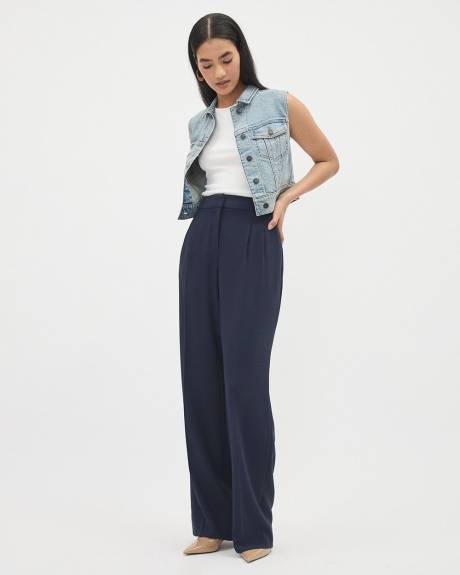 High-Rise Long-Wide-Leg Crepe Pant