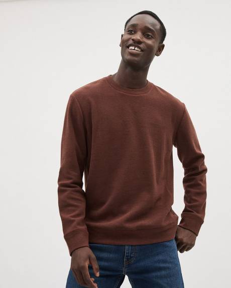 Brushed Waffle Crew-Neck Ribbed Sweater