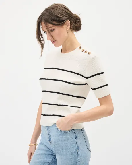 Relaxed-Fit Short-Sleeve Crew-Neck Sweater