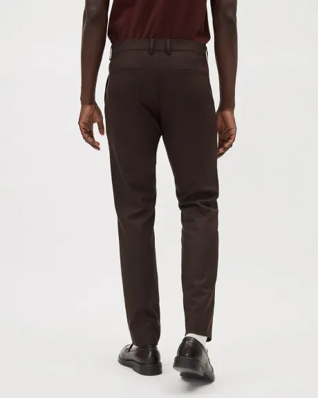 Pantalon de Ville Uni à Coupe Étroite en Sergé Brossé