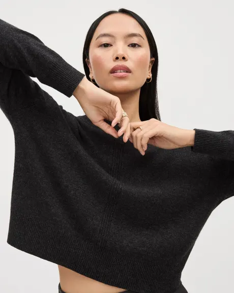 Long-Sleeve Crew-Neck Cashmere-Blend Sweater