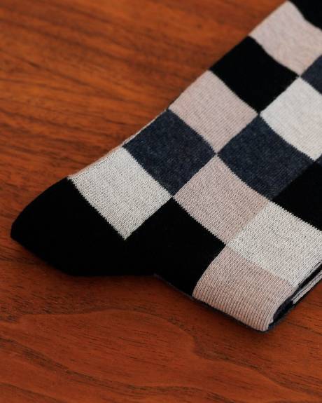 Socks with Square Geometric Pattern