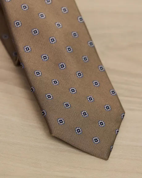 Regular Tie with Floral Geometric Pattern