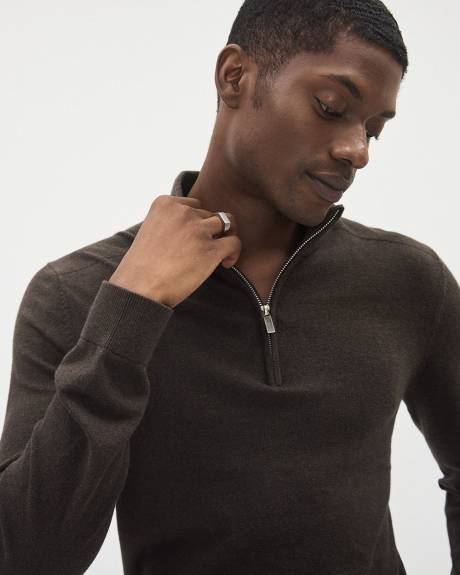 Long-Sleeve Half-Zip Mock-Neck Sweater