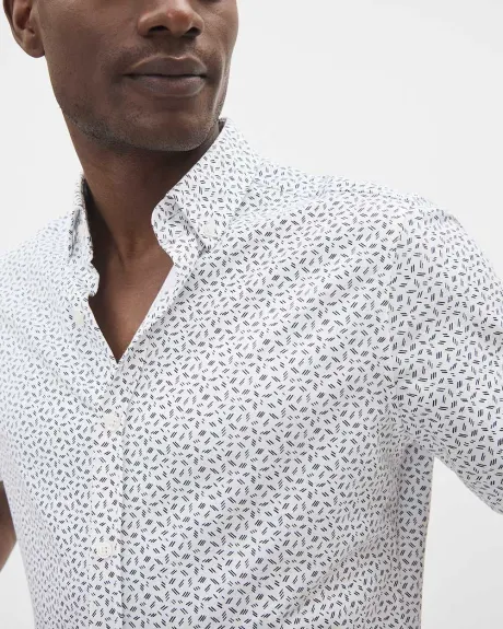 Chemise Coupe Étroite en Coton à Manches Courtes avec Motif