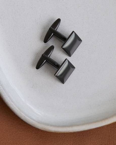 Square Matte Black Cuff Links