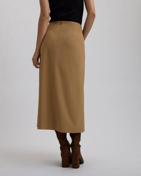 Caramel Straight Midi Skirt with Wrap Detail