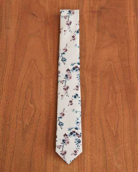 Skinny Tie with Floral Pattern