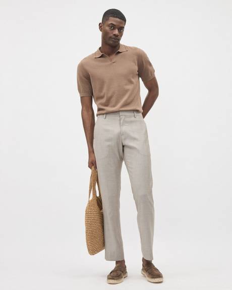 Pantalon de Ville Carreauté Taupe à Coupe Ajustée