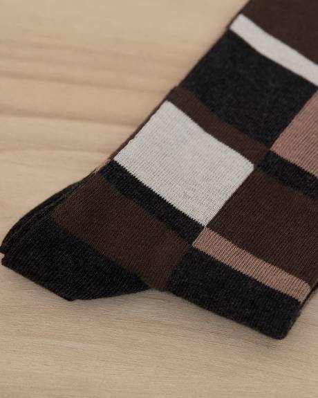 Socks with Square Geometric Pattern