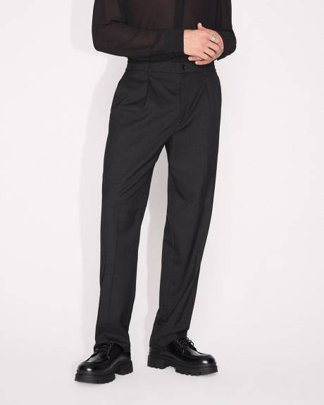 Pleated Straight-Leg Pant with Elastic Waistband