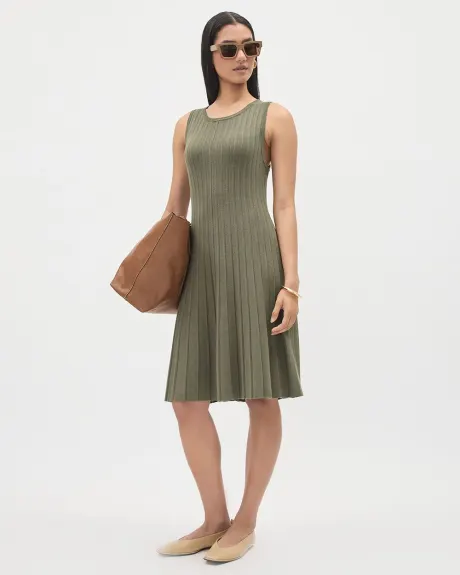Sleeveless Fit-and-Flare Pleated Dress