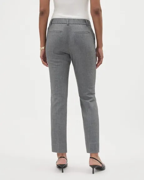 Pantalon Gris à Jambe Droite et Taille Mi-Haute