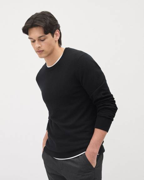 Solid Long-Sleeve Crew-Neck Sweater