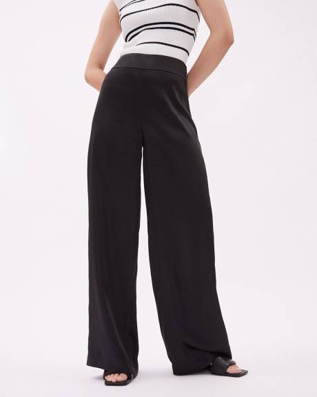 Pantalon Palazzo en Satin à Taille Haute