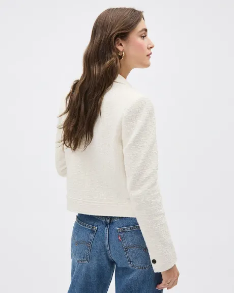 Bouclé Open Double-Breasted Cropped Blazer