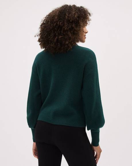 Long-Sleeve Mock-Neck Ribbed Sweater