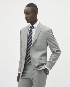 Tailored-Fit Grey Windowpane Suit Blazer