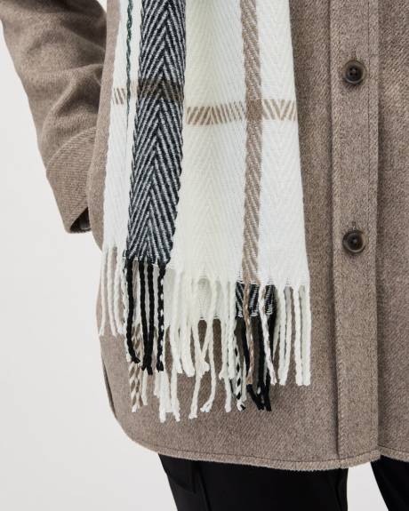 Plaid Scarf with Fringes