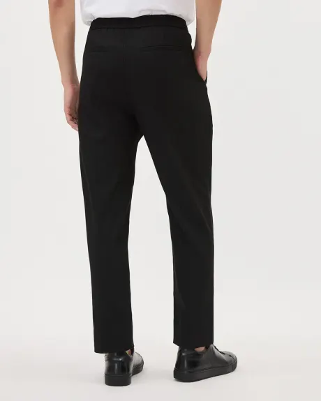 Pleated Solid Tapered-Leg Pant with Elastic Waistband