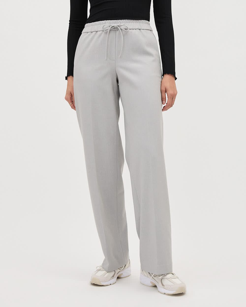 Pull-On Mid-Rise Wide-Leg Pant