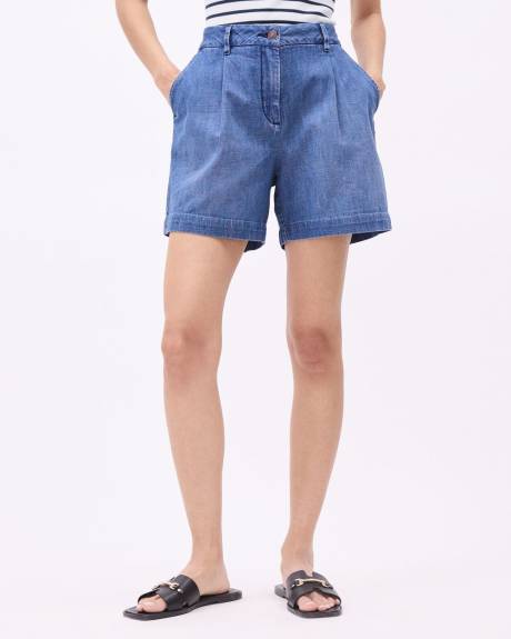 Semi-Wide Denim Shorts