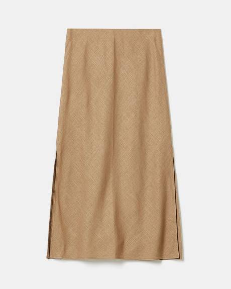 Linen High-Rise A-Line Midi Skirt