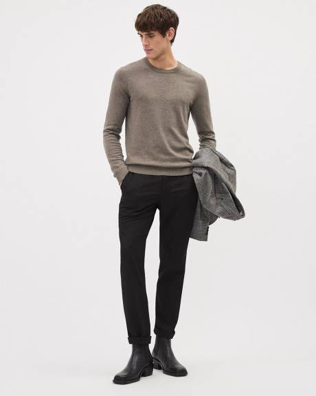 Solid Long-Sleeve Crew-Neck Sweater