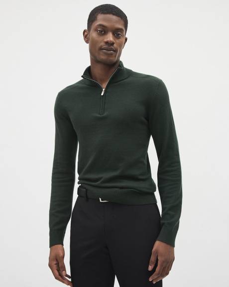 Long-Sleeve Half-Zip Mock-Neck Sweater