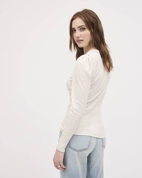 Long-Sleeve Crew-Neck Ribbed Top