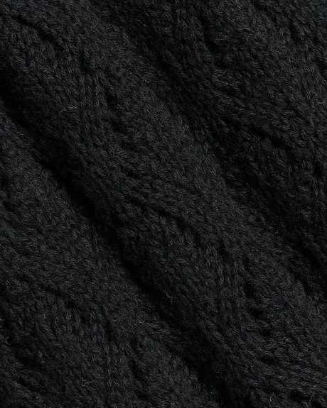Elbow-Sleeve Crochet Polo Sweater