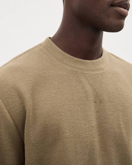 Brushed Waffle Crew-Neck Ribbed Sweater