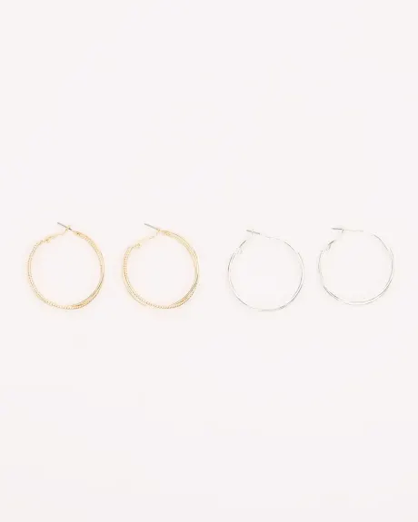 Thin Double Hoops - 2 Pairs