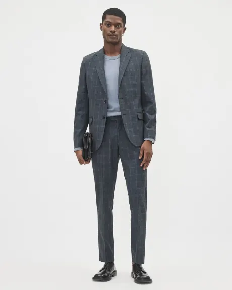 Slim-Fit Checkered Denim-Like Suit Blazer