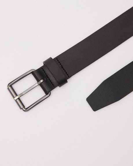 Ceinture en Cuir Noir avec Boucle Carrée