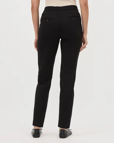 Pantalon Noir à Jambe Fuselée et Taille Mi-Haute