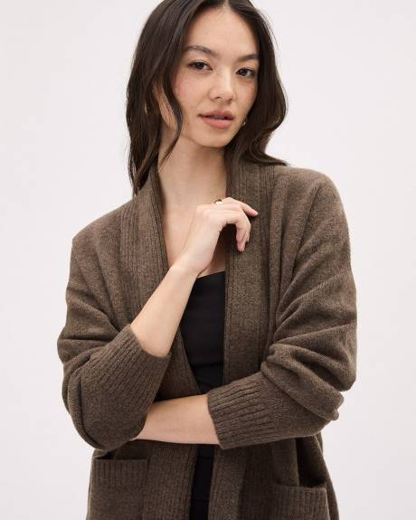 Cardigan Ouvert en Tricot Spongieux à Manches Longues