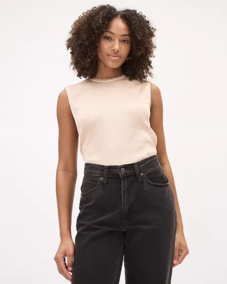 Blouse Bimatière Sans Manches à Col Rond