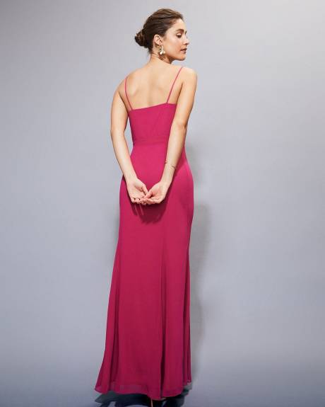 Robe Cocktail Maxi Sans Manches à Col Carré