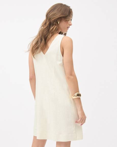 Sleeveless V-Neck Linen Shift Dress