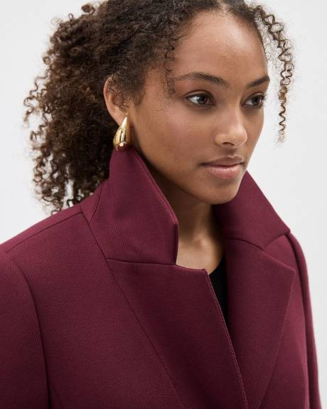 Manteau Long à Coupe Ajustée en Sergé