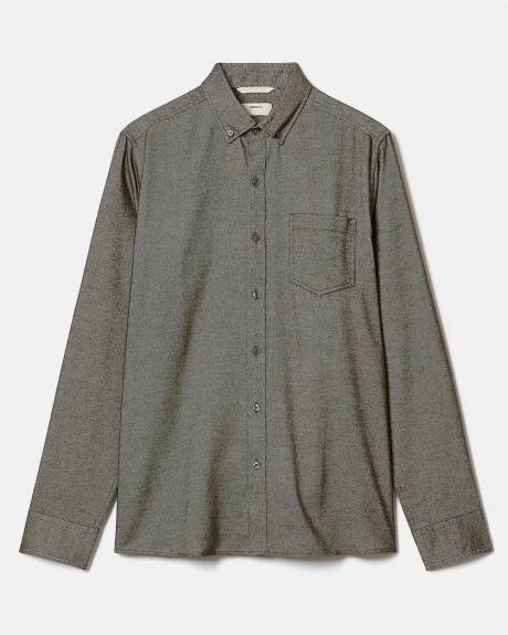 Chemise à Coupe Étroite en Sergé Brossé