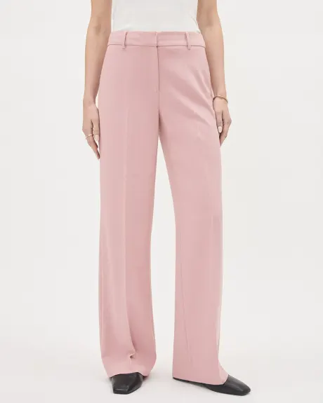 Pantalon Rose à Jambe Large et Taille Haute