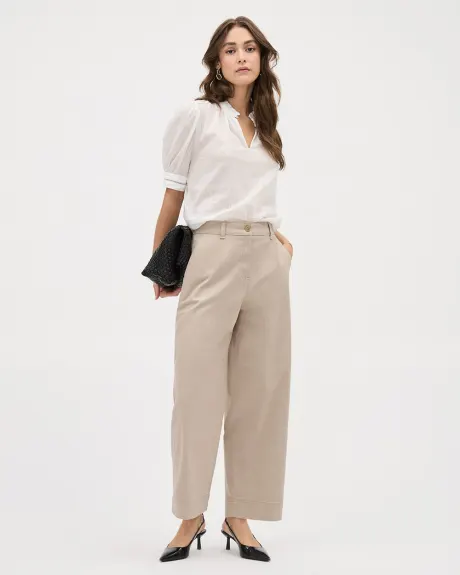 Cotton High-Rise Barrel Pant