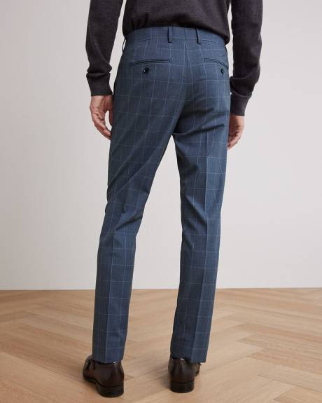 Pantalon de Complet Bleu à Carreaux à Coupe Étroite