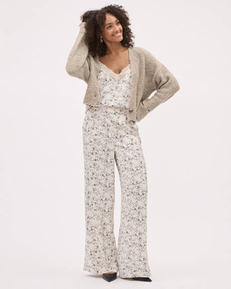 Long-Sleeve Buttoned-Down Bouclé Cardigan