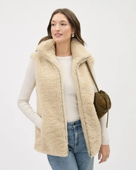 Veste Sans Manches en Tricot Bouclé