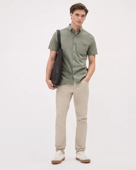 Short-Sleeve Piqué Cotton Shirt